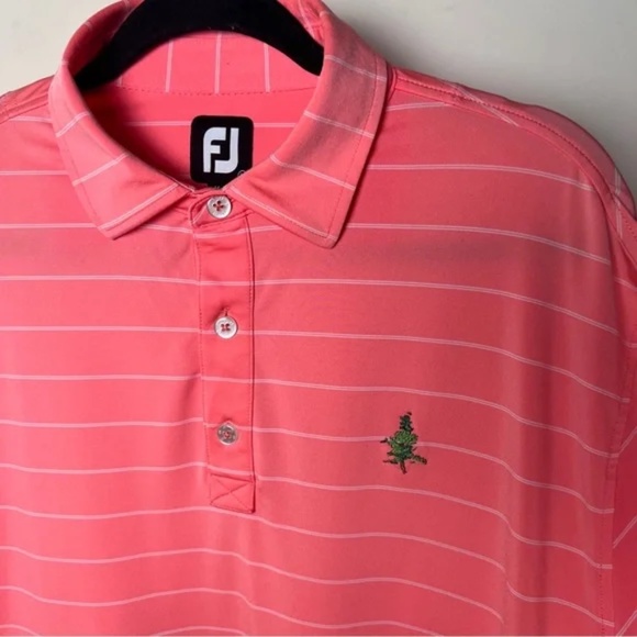 FootJoy Men's Pink/Salmon and white Striped Golf Polo Shirt size large - Picture 3 of 8